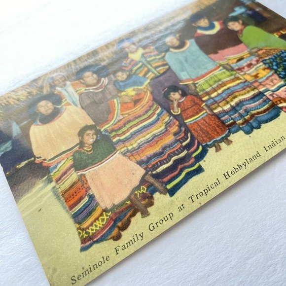 c1950 Seminole Indian Chief Sam Family Tropical Hobbyland Miami Postcard NOS - Picture 3 of 4